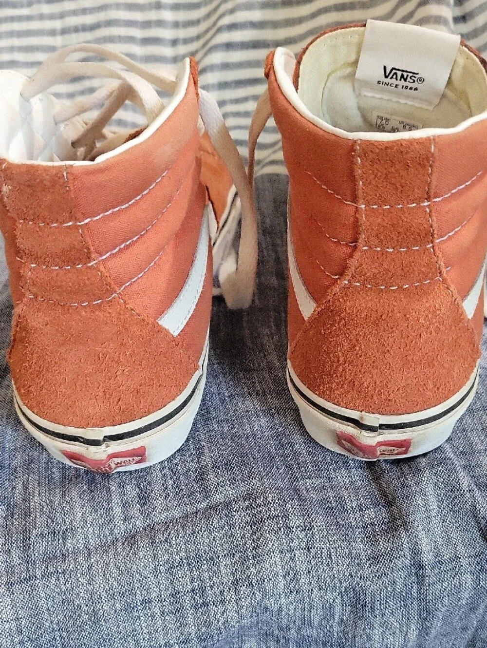 Vans Rust Orange & White Sk8-Hi Suede High-Top Sneakers Womens 8.5 Mens 7